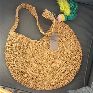 Tan Straw woven Women's Bag